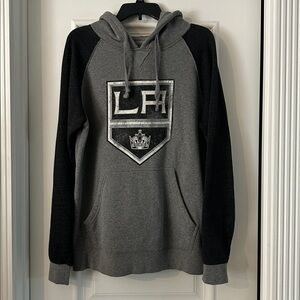 Los Angeles Kings Hockey Gray Black Raglan Hoodie size L NEW!